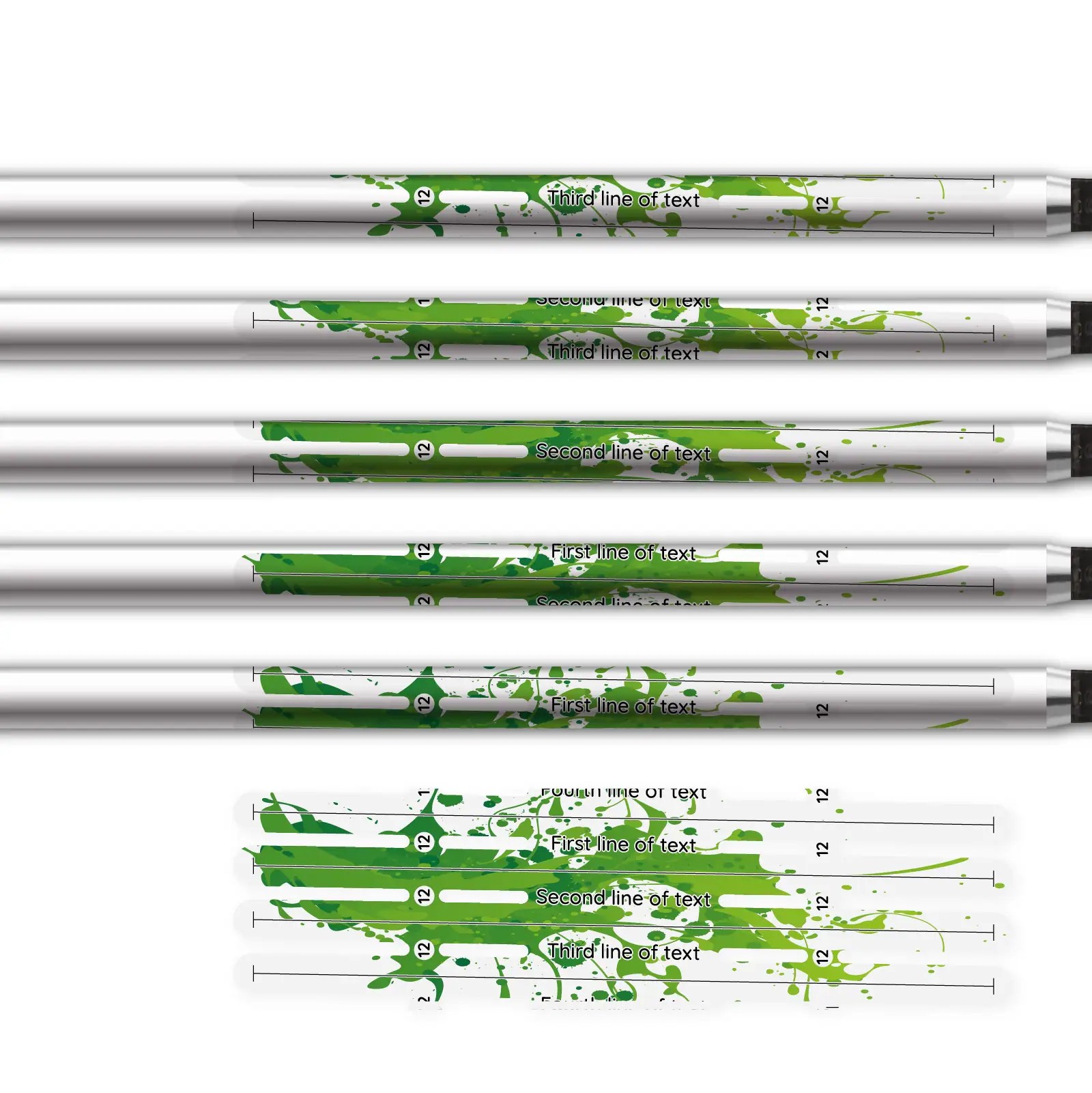 Alternative view of 4 Fletch Vortex - Splash Green on Matt Clear