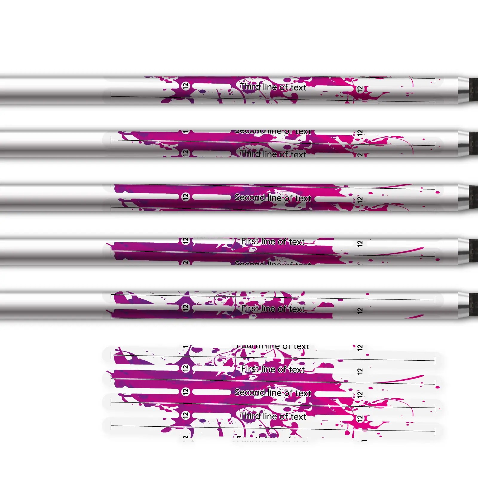 Alternative view of 4 Fletch Vortex - Splash Purple on Matt Clear