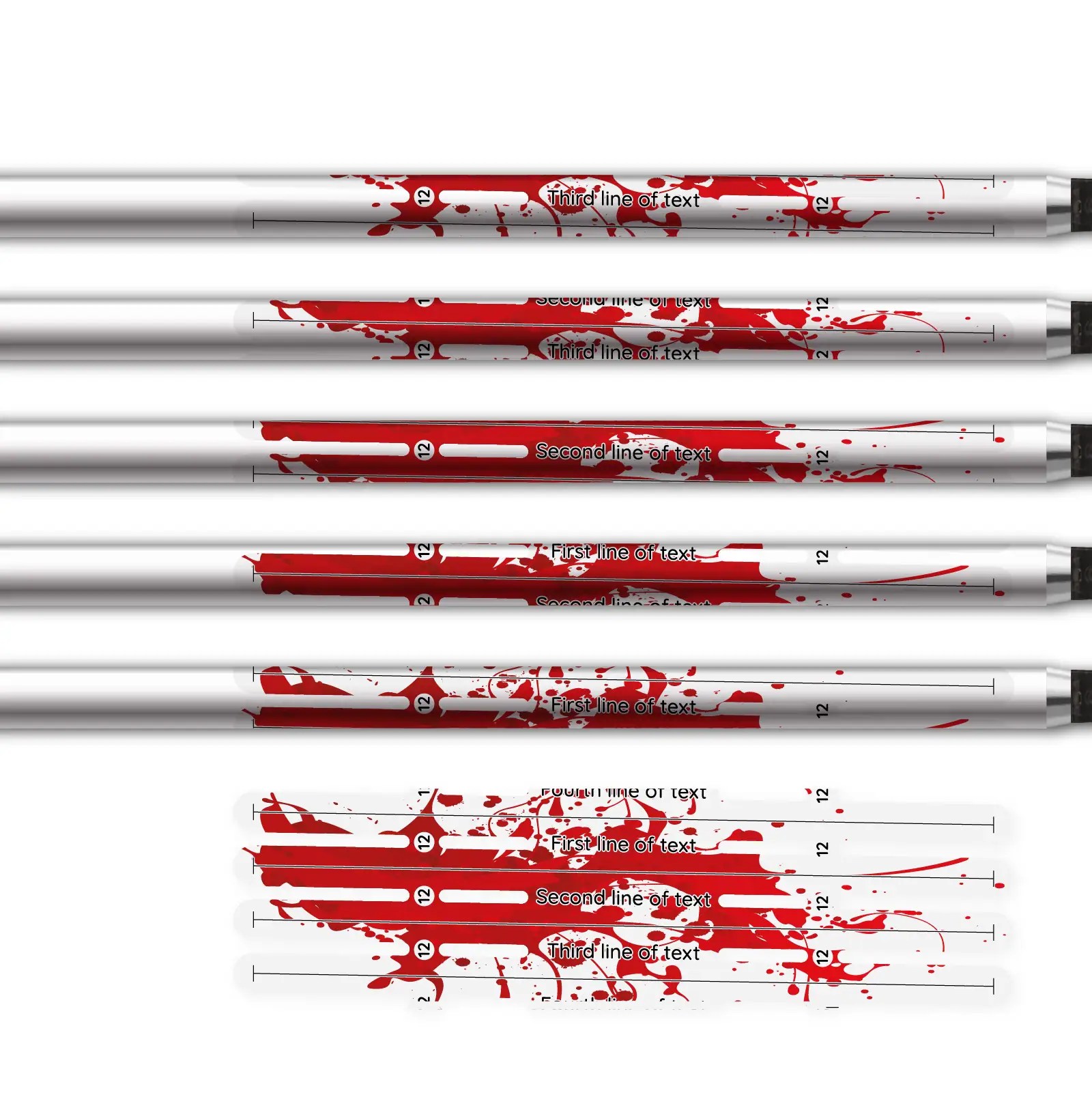 Alternative view of 4 Fletch Vortex - Splash Red on Matt Clear