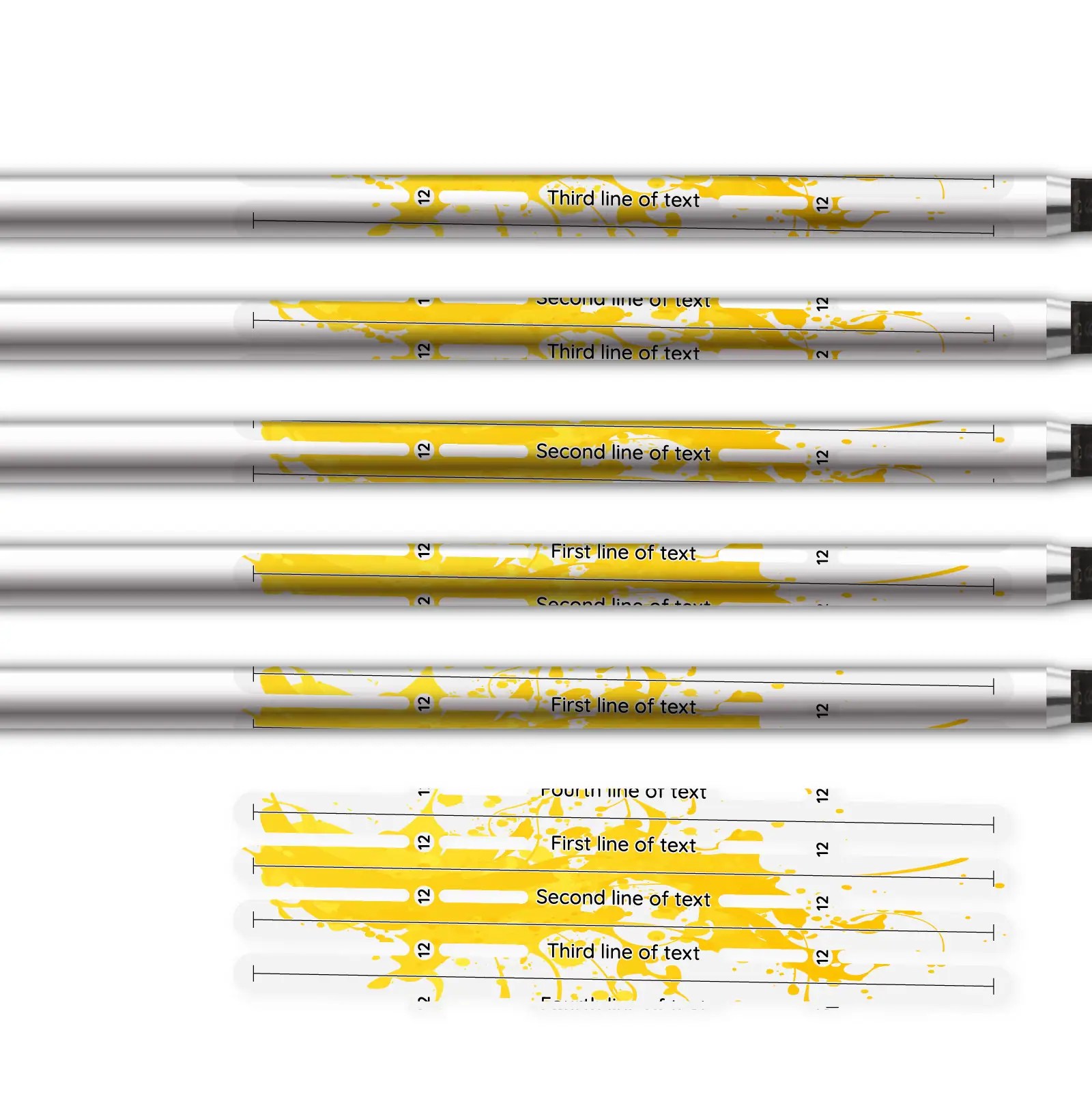 Alternative view of 4 Fletch Vortex - Splash Yellow on Matt Clear