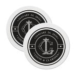 1. Monogram Coasters Rounded Round White