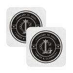 1. Monogram Coasters Rounded Square White