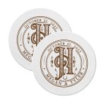 3. Monogram Coasters Rounded White