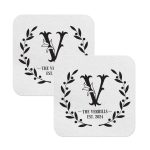 7. Monogram Coasters Rounded Square White