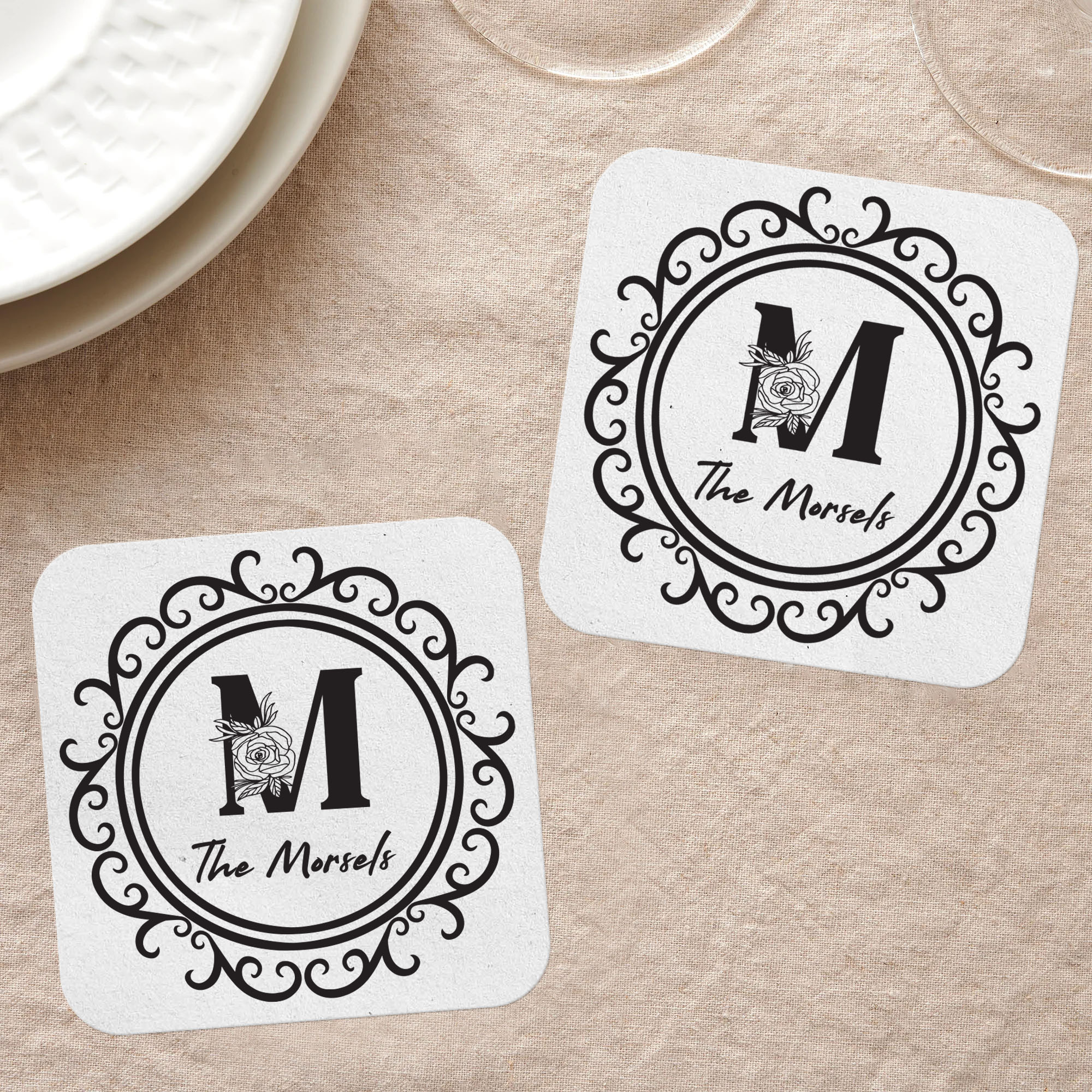 Monogram Coasters For Favors Square