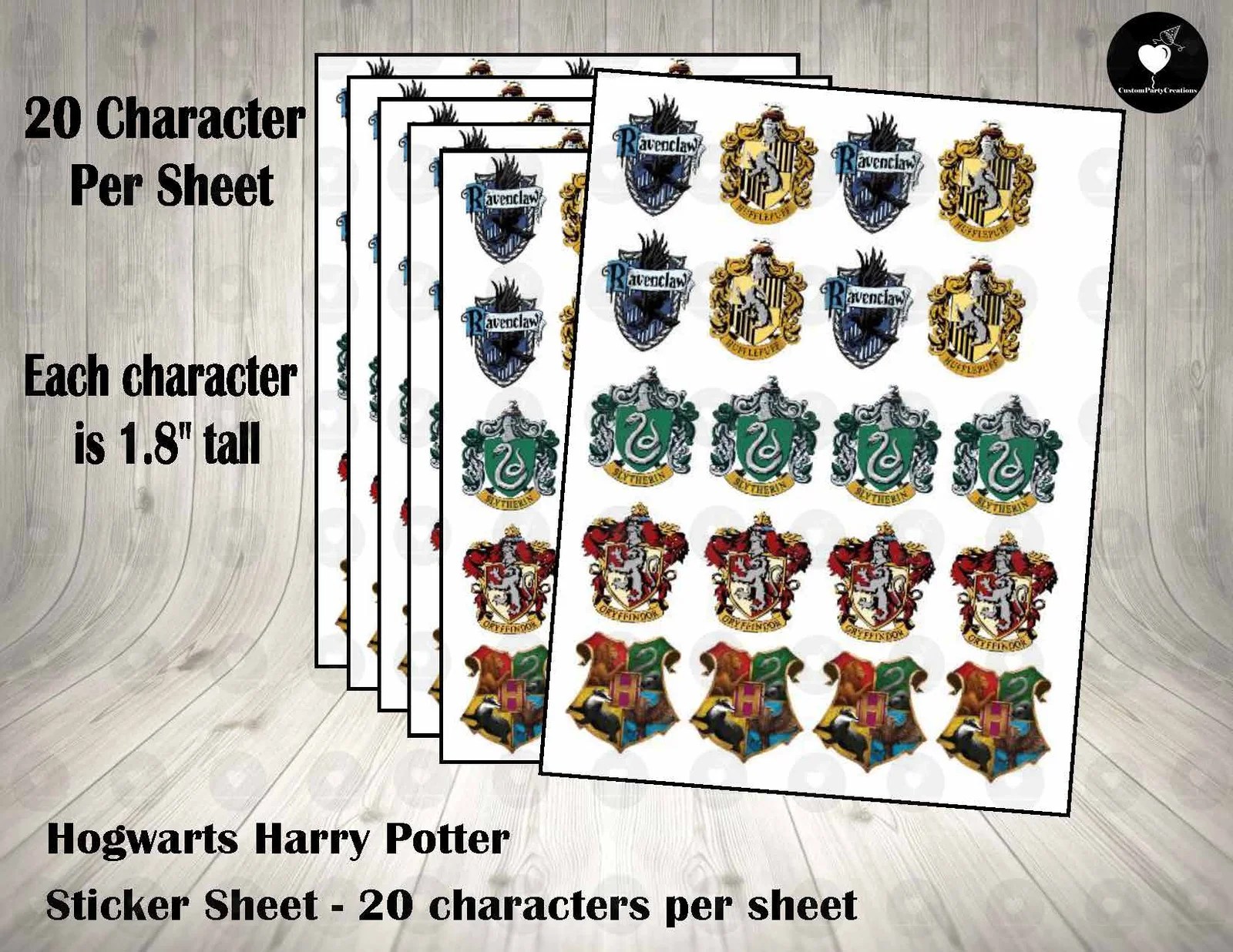 Hogwarts Harry Potter House Sticker Labels - Custom Party Creations