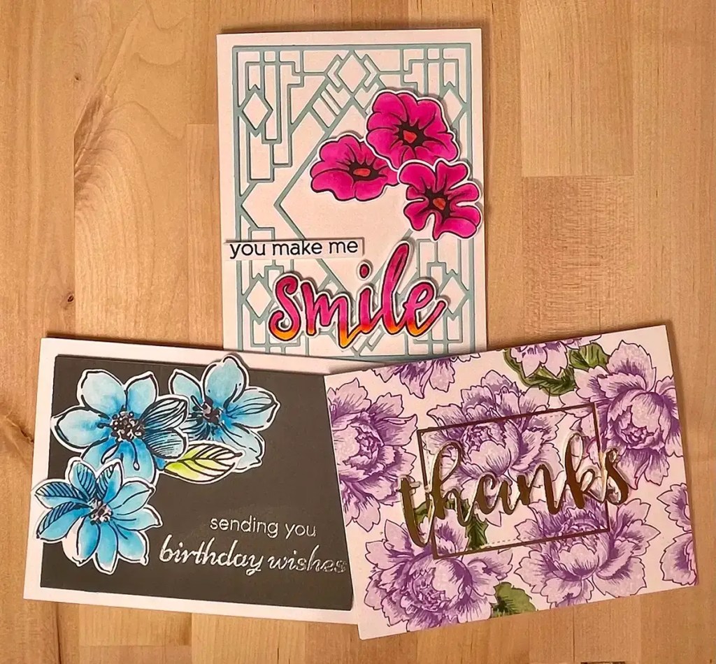 Conquer a group of color cards on a wood surface.