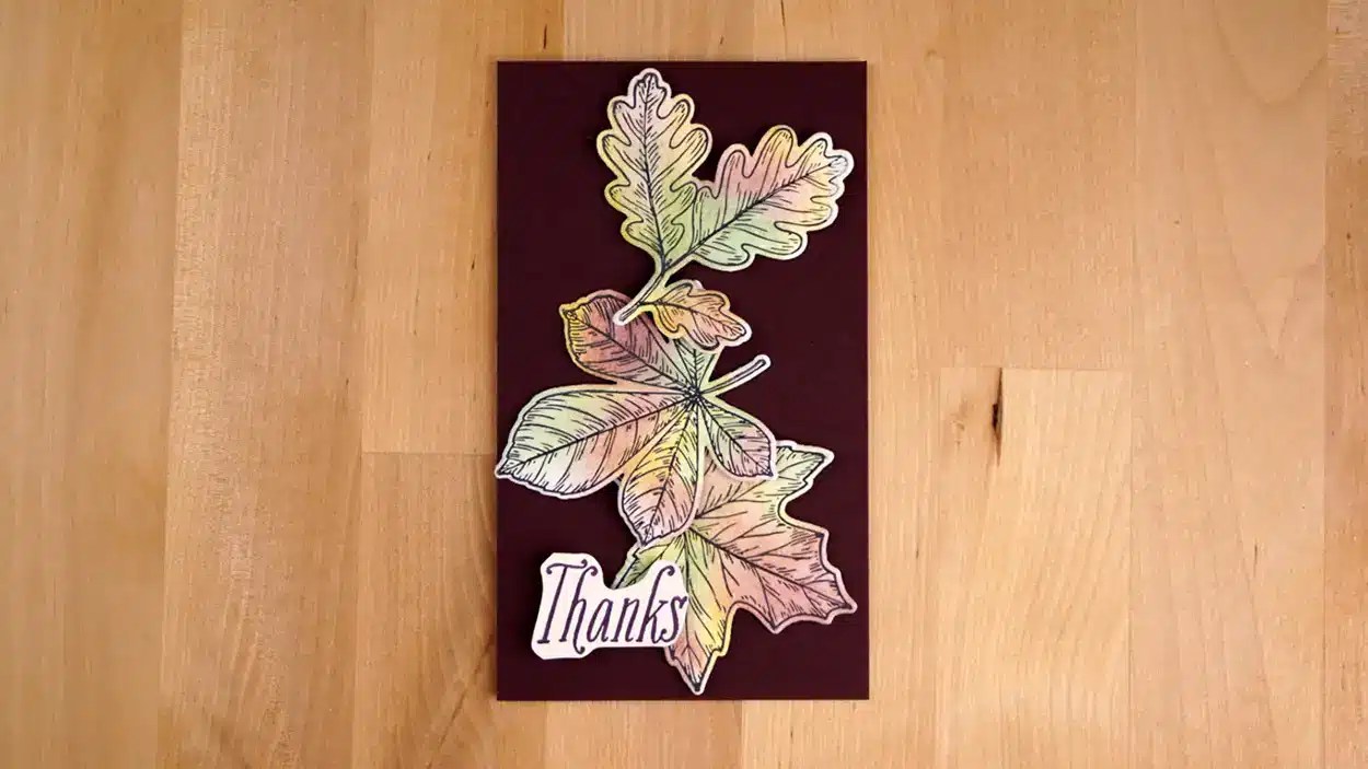 Cards with huge betterpess leaves blended with pretty fall colors.
