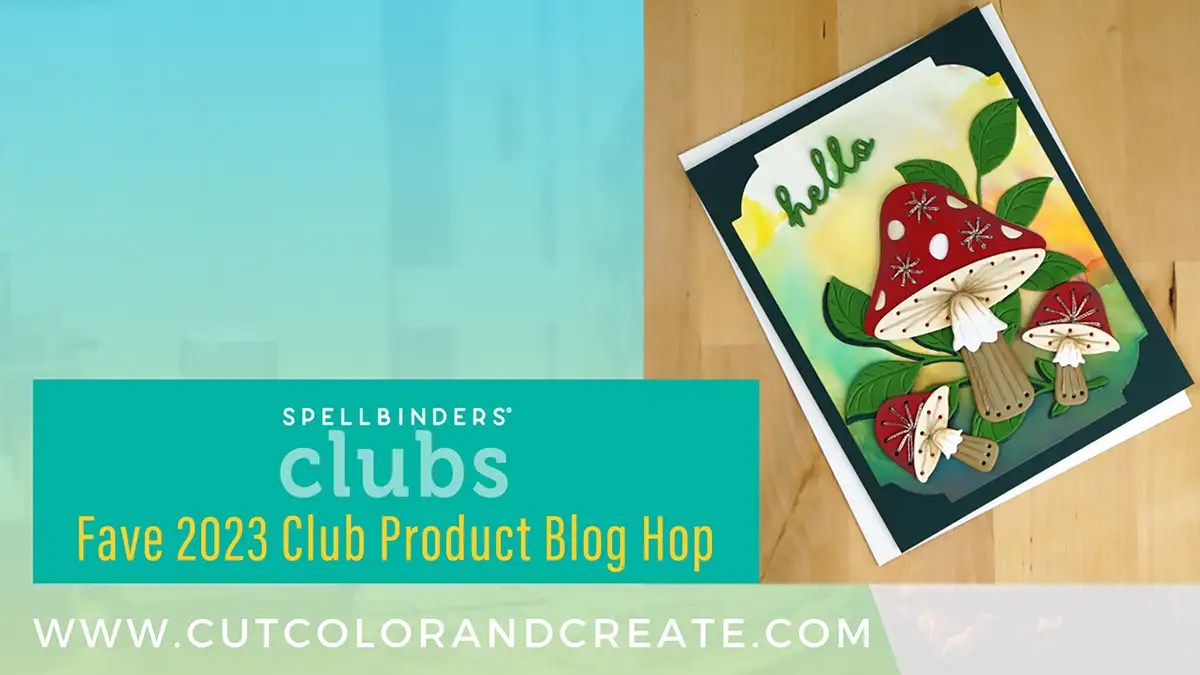 A card with a mushroom on it and the words, stella clubs feb 2012 product blog hop.