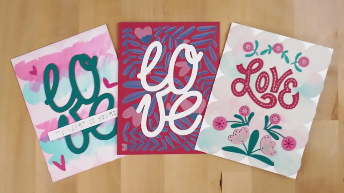 Three valentine's day cards featuring love.