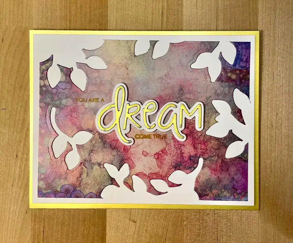 A homemade card on a table.