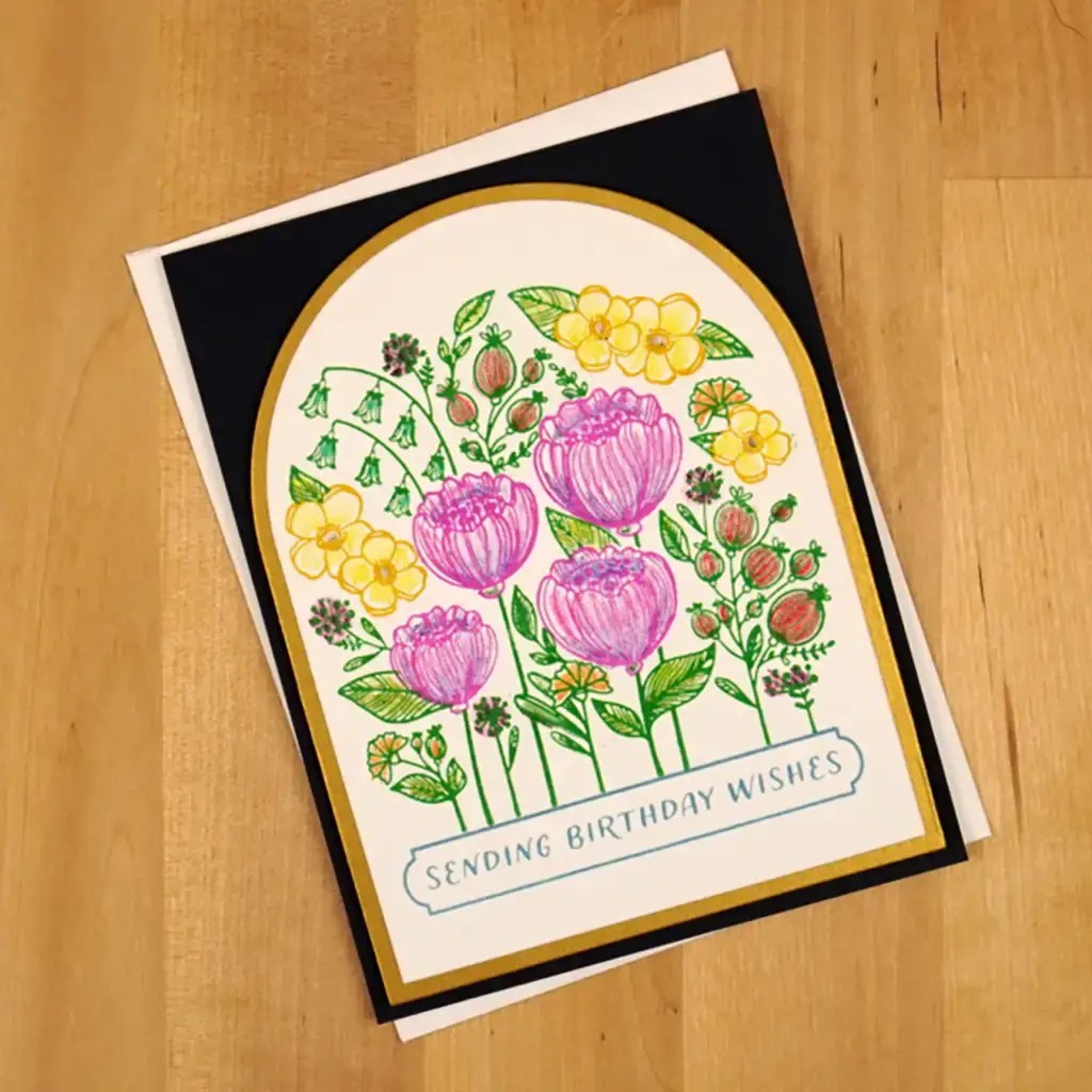 A greeting card with flowers on it.