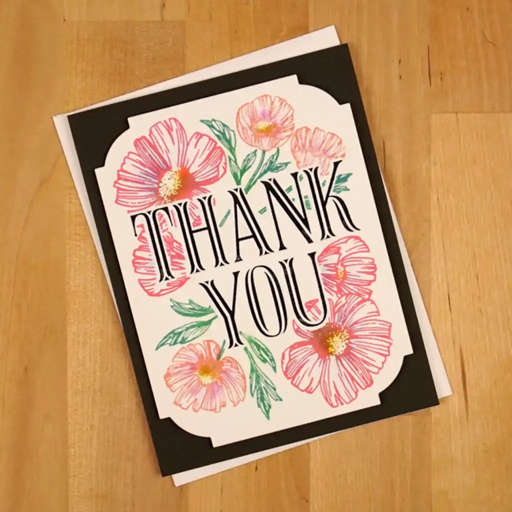 A card with flowers on it.