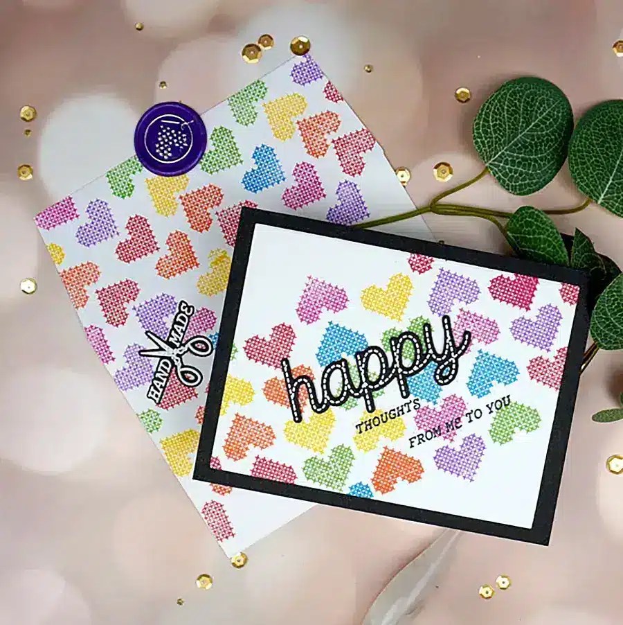 Happy Thoughts card made with Spellbinders Clear Stamp & Die April 2024 Monthly Clubs Kit