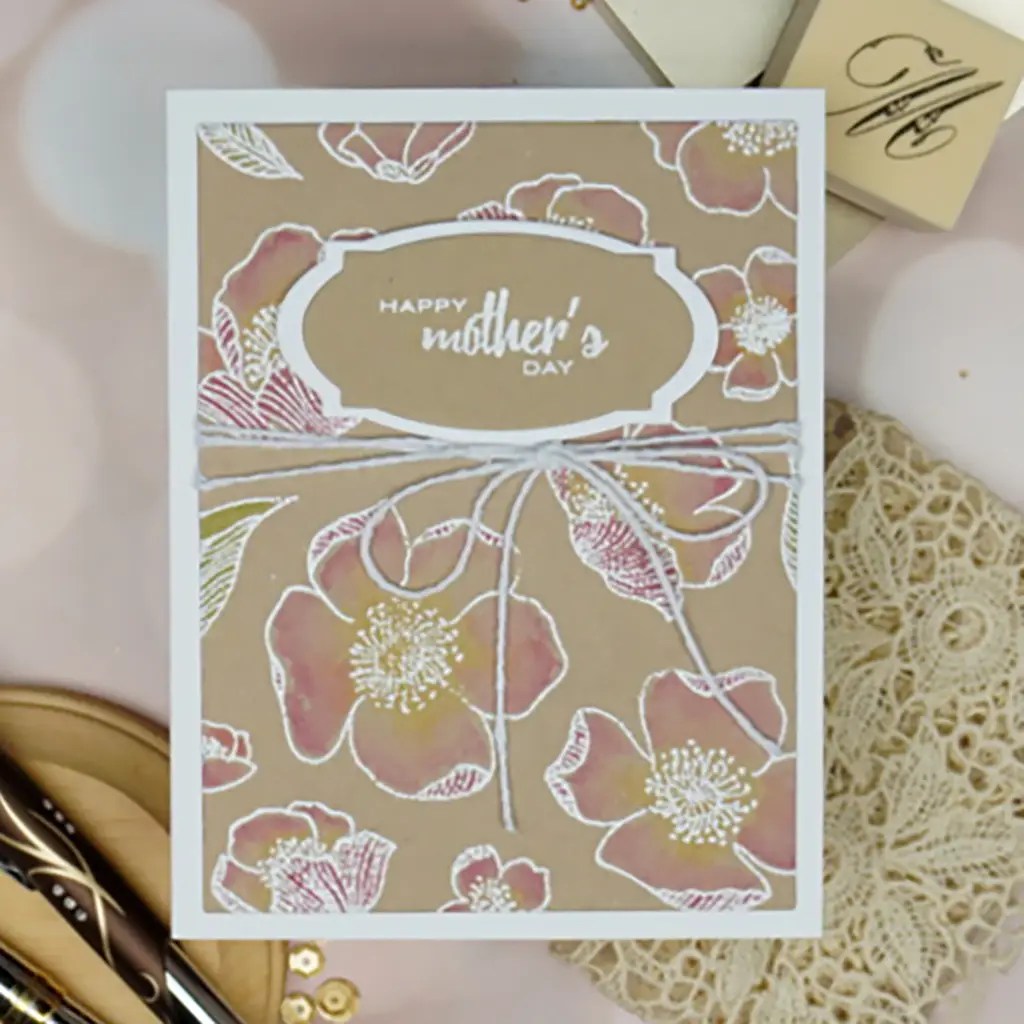 Close-up of Adore You Mother's Day card. painted with Altenew Fresh Dye inks.
