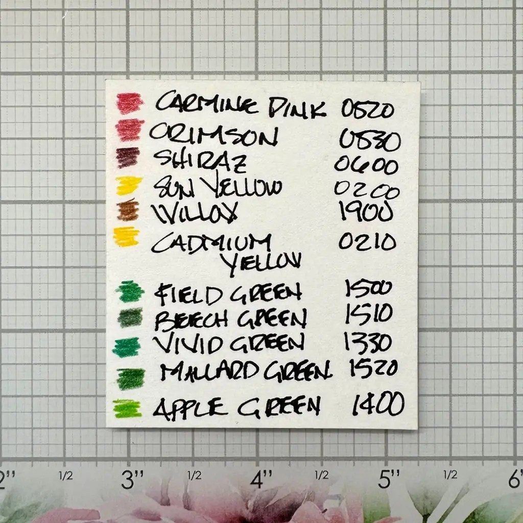 Derwent Inktense Color Swatch for Celebrate Your Day Card