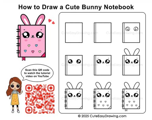How to draw a cute bunny notebook