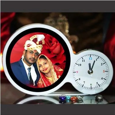 Table Photo Frame and clock  (White, 1 Photo(s), 8*10 inches)