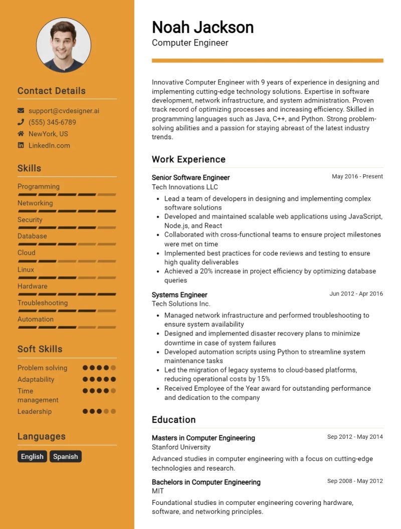 Computer Engineer Cv Example - Abstract Design Collection - 8K Quality