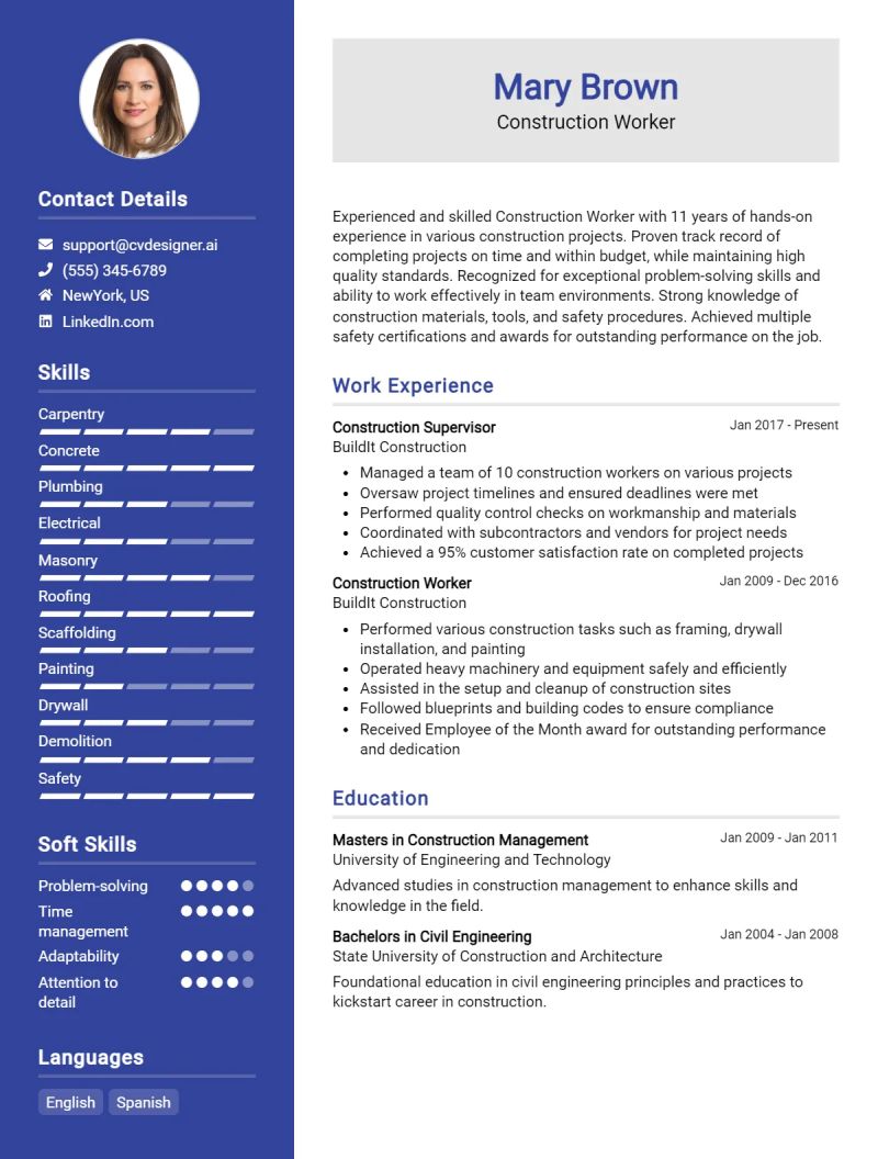 Construction Worker Cv Example - Download Premium Mountain Design | Desktop