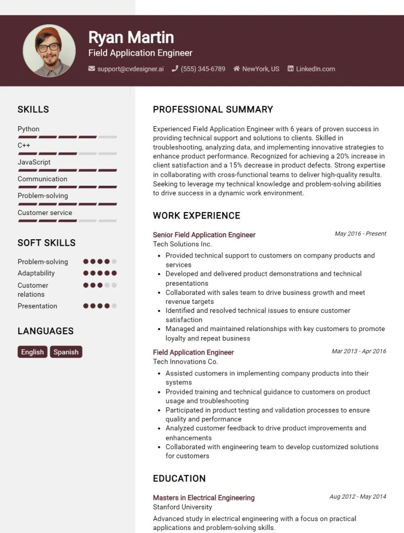 Field Application Engineer Resume Example For 2024 Effective Cv - Premium 4K Vintage Images | Free Download