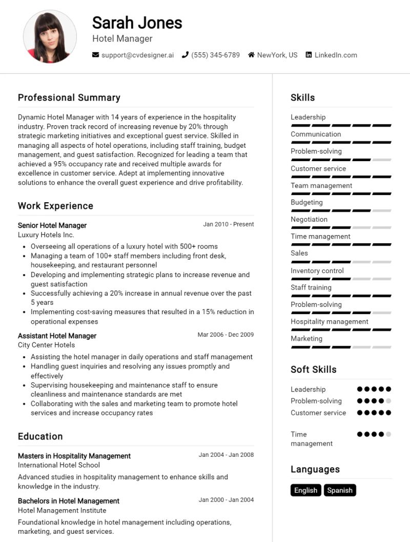John Doe Cv Pdf General Manager Hotel - Download Professional Gradient Design | Retina