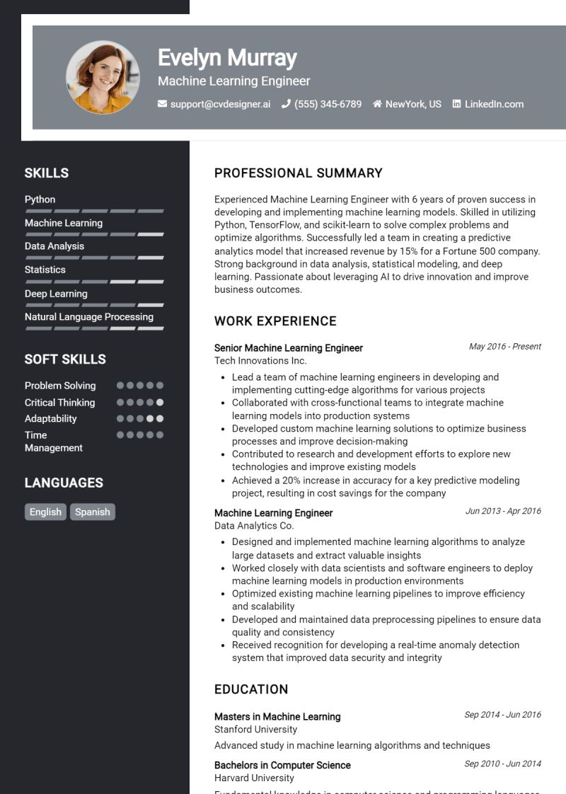 Machine Learning Engineer Resume Examples And Templates - Space Wallpapers - Professional Full HD Collection