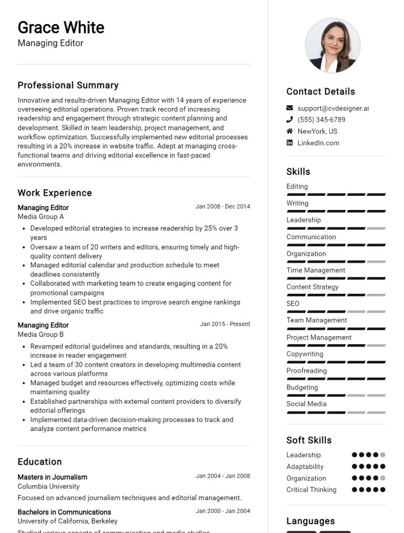 Copy Editor Cv Example For 2024 - Space Designs - Premium Full HD Collection