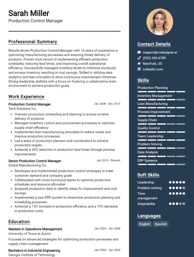 Production Manager Cv Examples Guide For 2025 - Premium Sunset Art Gallery - 8K