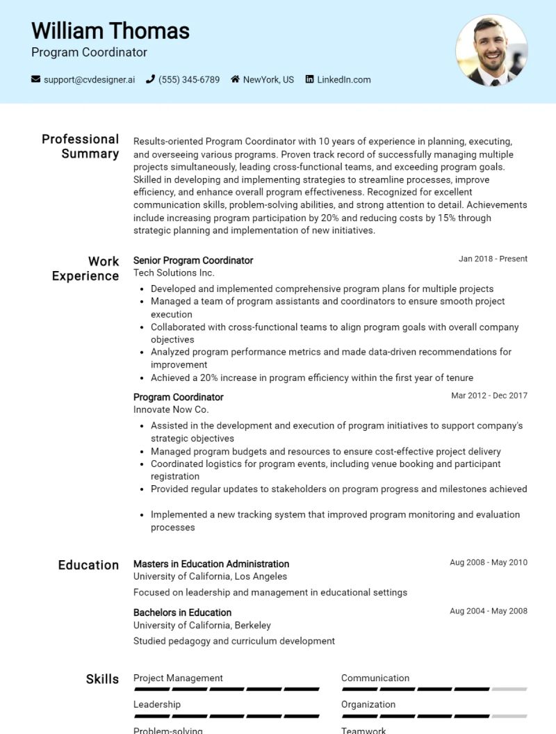 Development Coordinator Cv Example For 2024 - Artistic HD Space Arts | Free Download