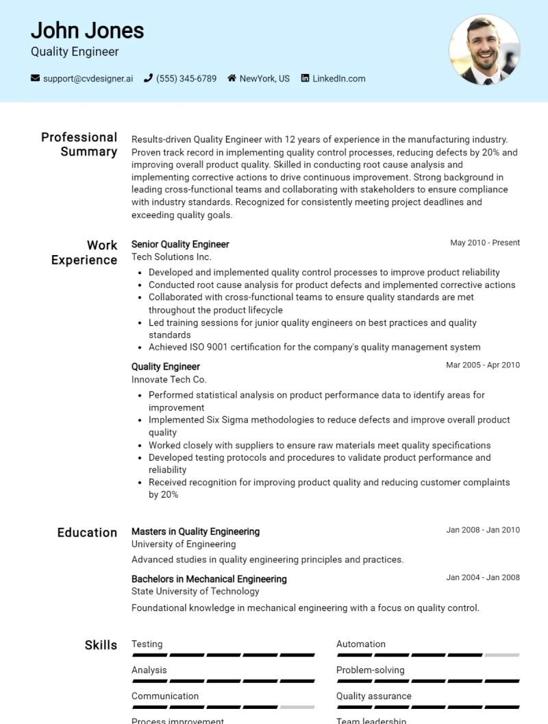 Quality Engineer Cv Examples Guide For 2024 - Best Dark Patterns in Full HD