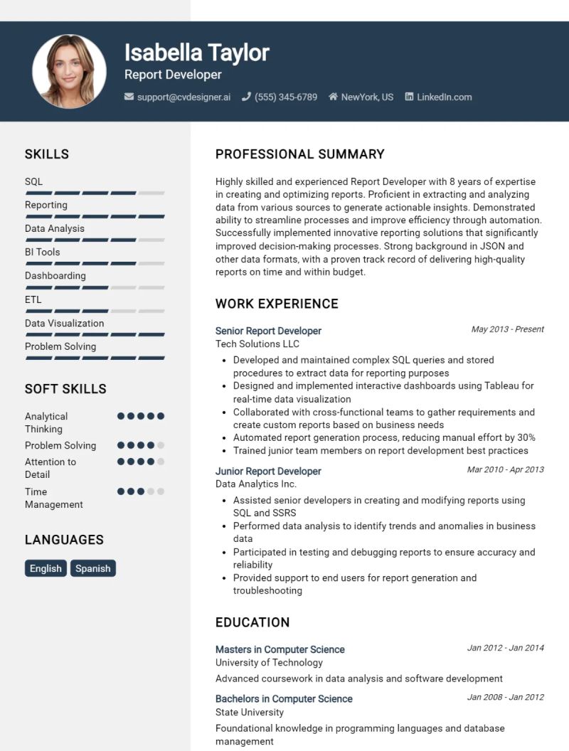 Report Developer Cv Examples Template 20 Tips - Artistic Gradient Illustration - Mobile