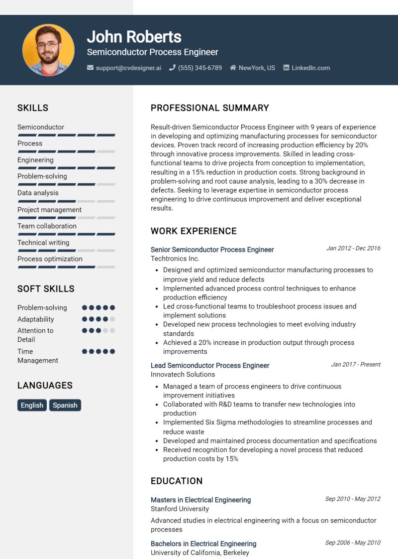 Semiconductor Process Engineer Resume Examples And Templates - City Images - Perfect Mobile Collection