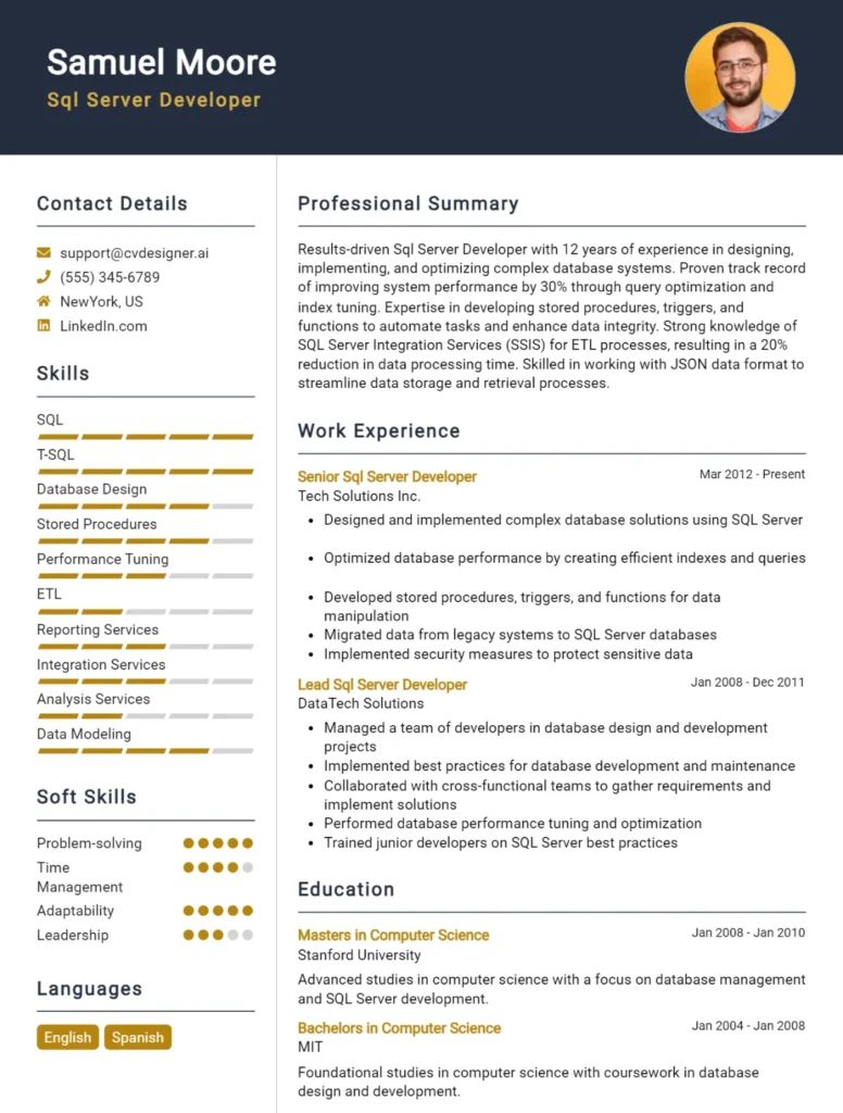 6 Sql Developer Cv Examples With Free Templates - 4K Gradient Photos for Desktop