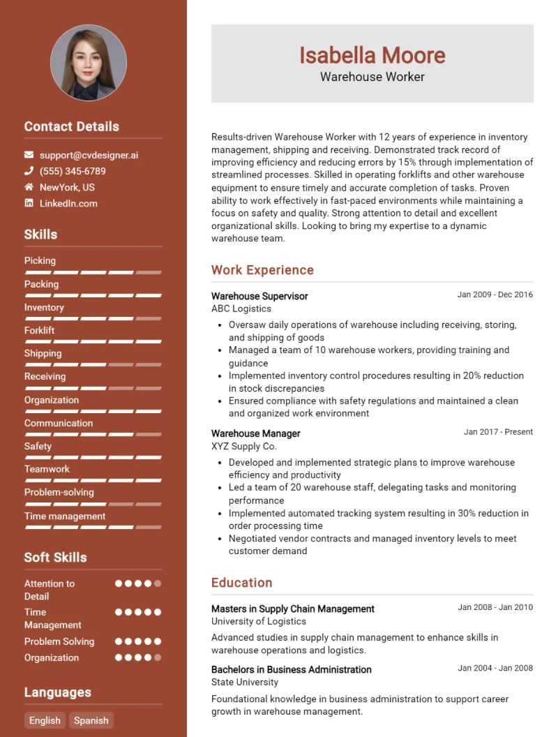 Warehouse Worker Cv Example - Best Minimal Arts in Desktop