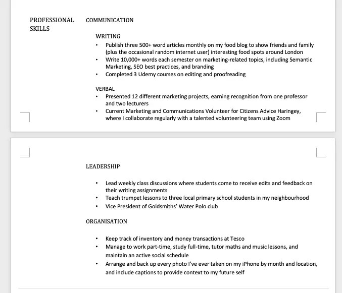 A recent graduate with employment and voluntary … Cv Layout How To Format A Cv In The Uk Cv Genius