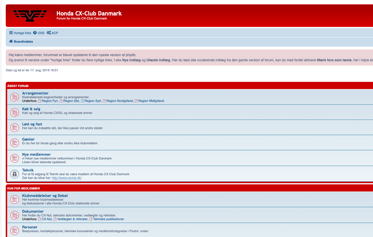 Honda CX Club's forum er nu opdateret