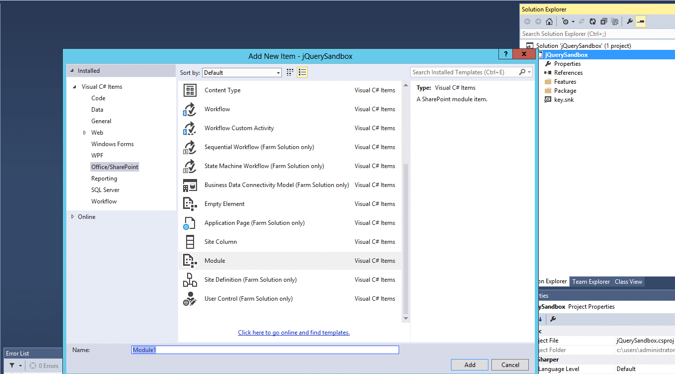 Adding Module To SharePoint Project Adding Module To SharePoint Project