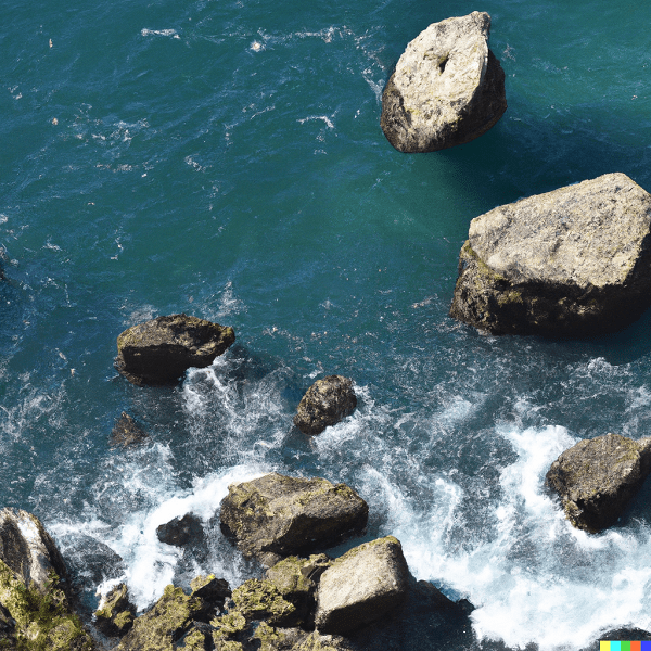 Rocks Falling Into the Ocean