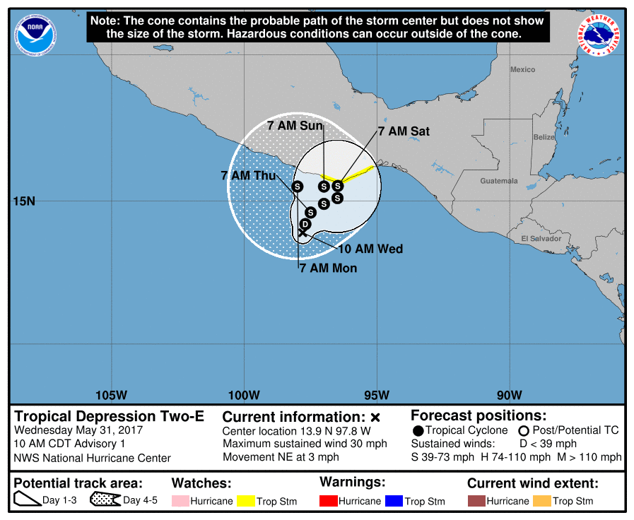 Tropical Depression Two-E forms in East Pacific, forecast to strengthen ...