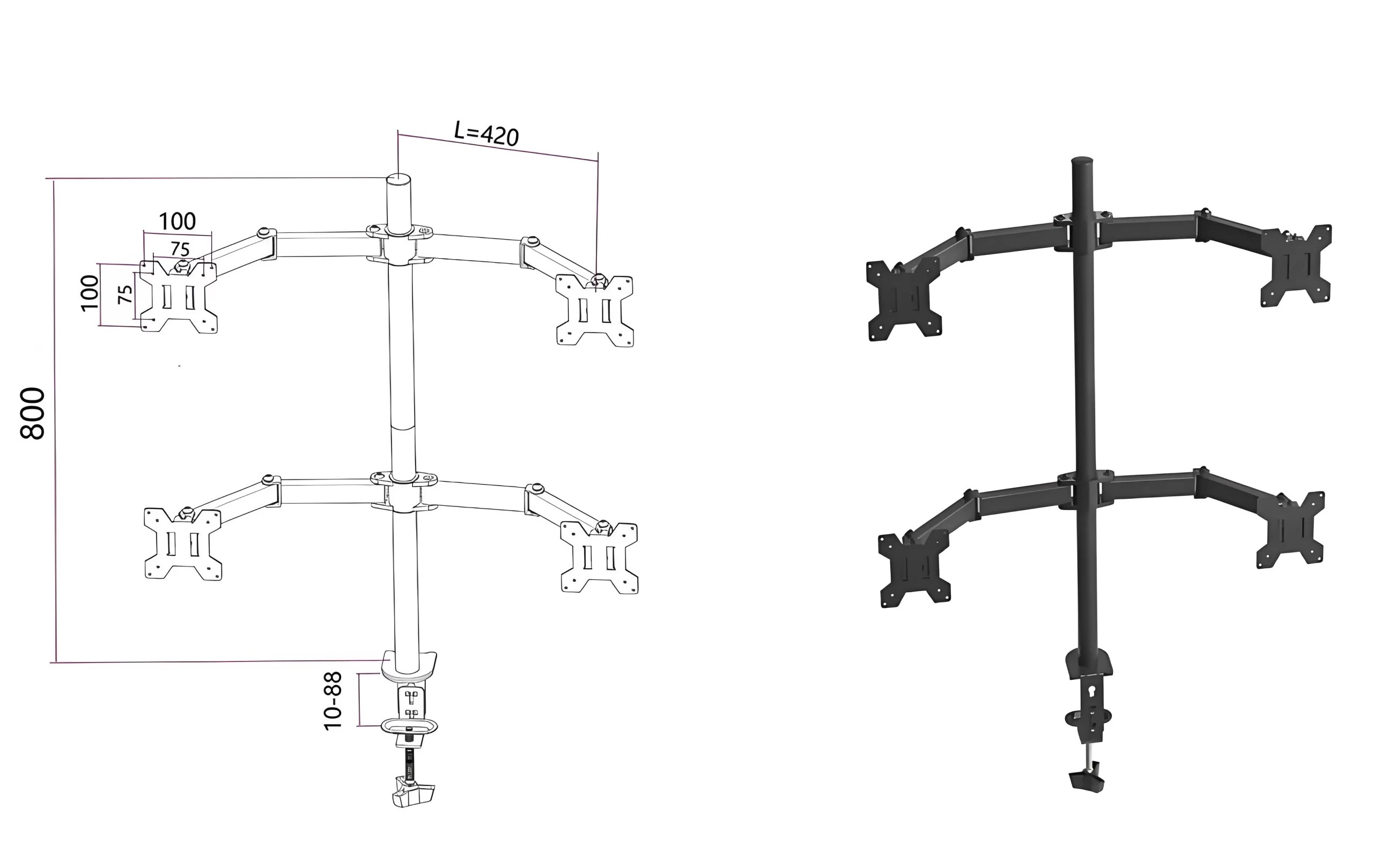 Quad Monitor Desk mount