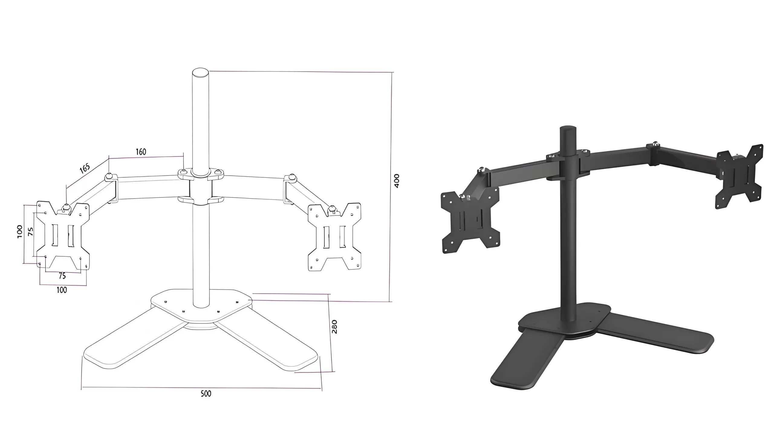 dual monitor desk stand