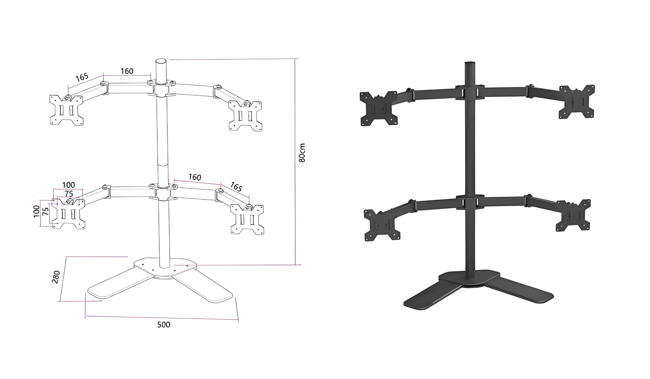 quad monitor desk stand