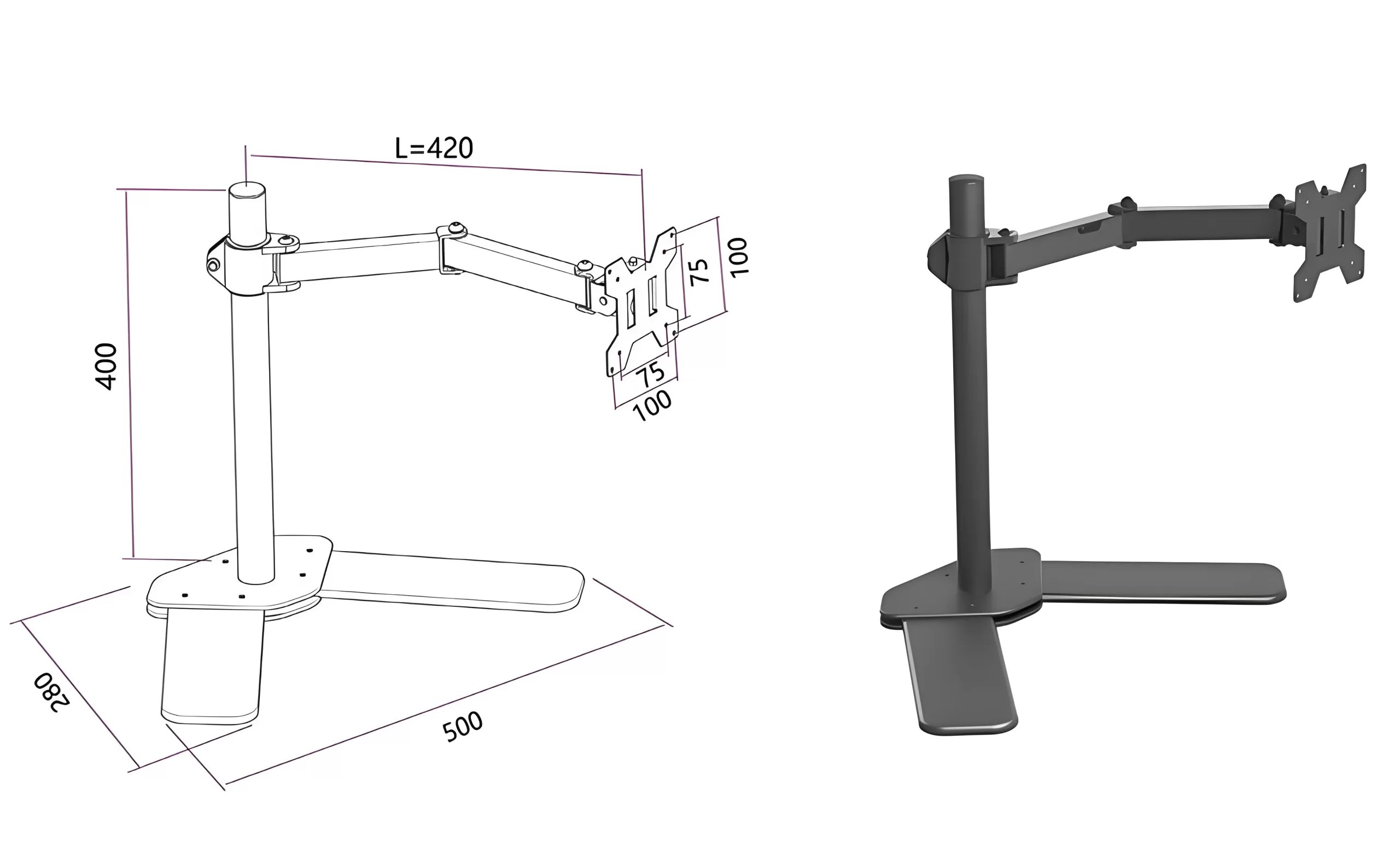 single monitor desk stand