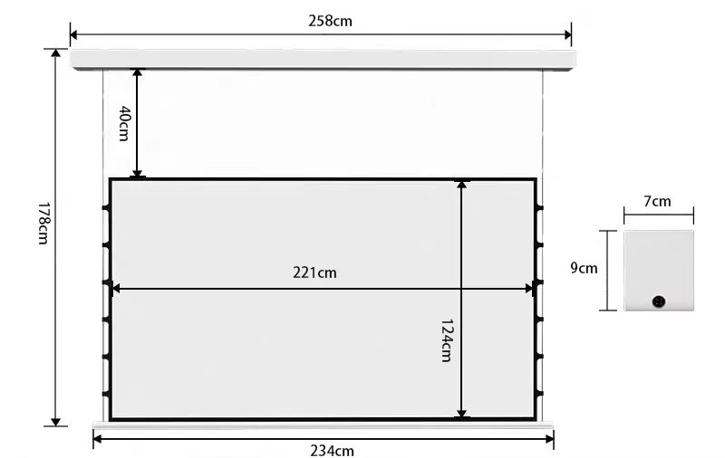 Floating ceiling recessed screen