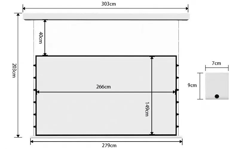 Floating ceiling recessed screen