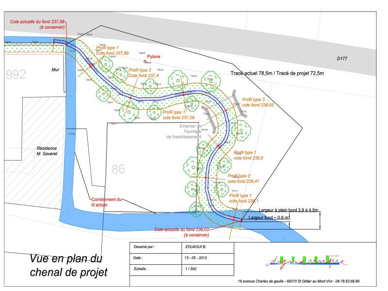 Plan autocad du projet de restauration de la Denante