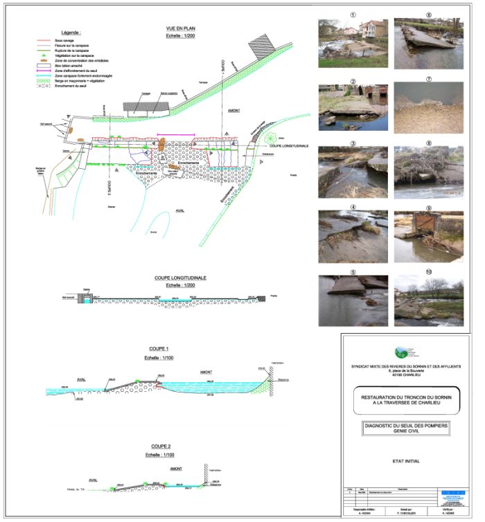 Avant-projet : Plan du seuil des Pompiers. Crédit : IGIOA