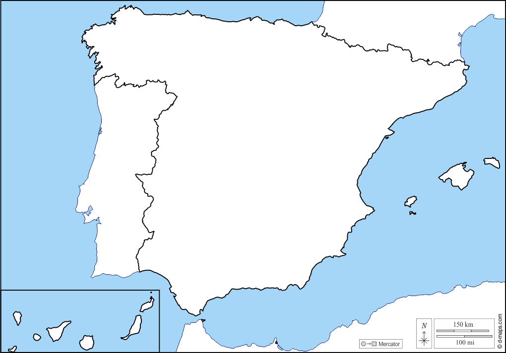 Outline Maps Blank Regions Of Spain Espagne03 