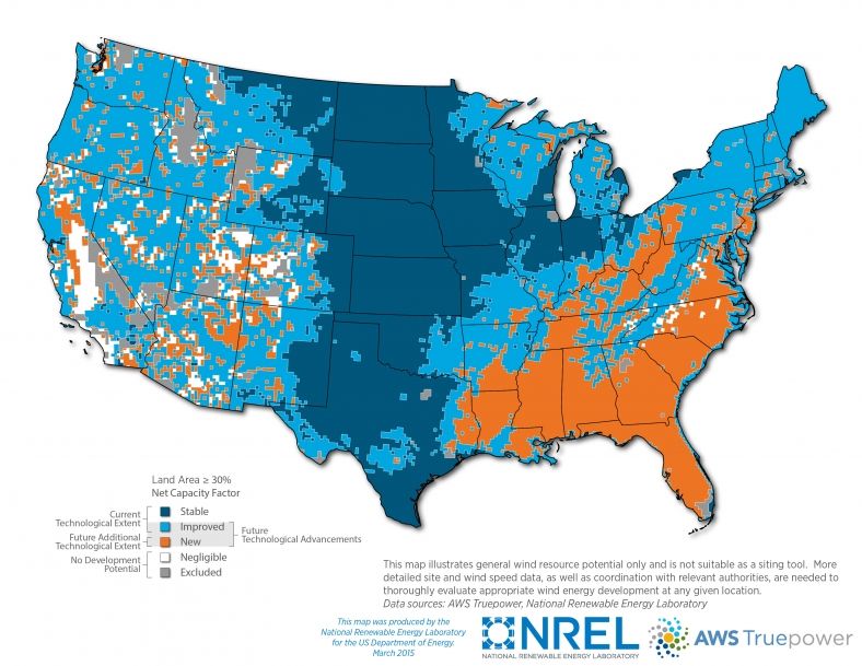 US Wind Power To Grow Six Fold By 2050 Thanks Bigger Better Doe Map.